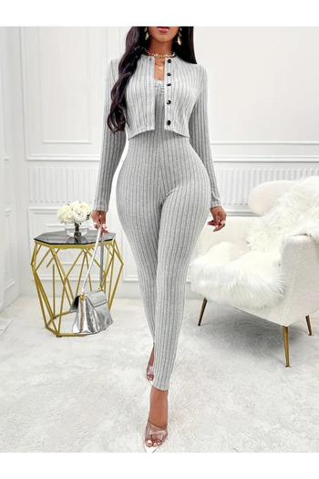 Viyamo Women's Long Sleeve Hooded Camisole Strapless with Short Front Button down Jacket Double Suit