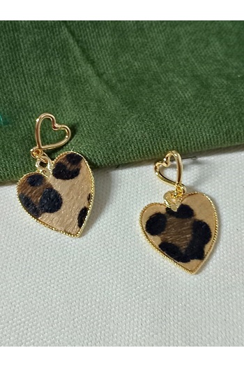 mos&more Heart Leopard Dangle Stylish Women's Earrings