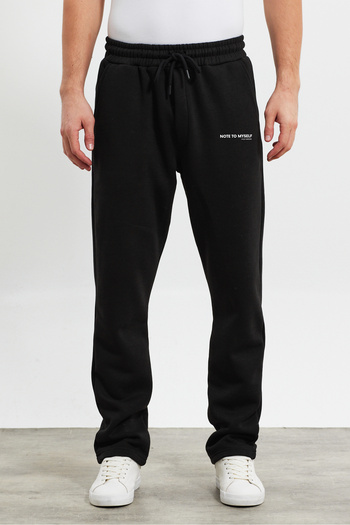 THE RULE Men's Baggy 3 Thread Raised Printed Black Tracksuit Rf0497