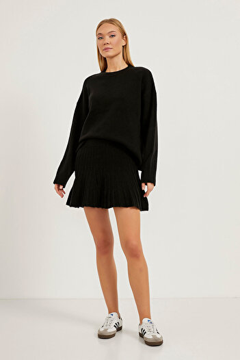 Arma Life Women's Mini Skirt Oversize Blouse Black Double Bottom-Top Set