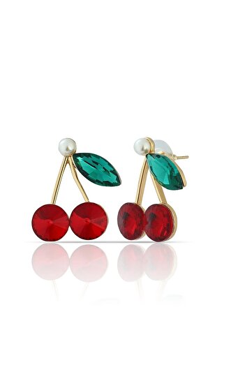 mos&more Gold Cherry Design Stylish Women's Earrings