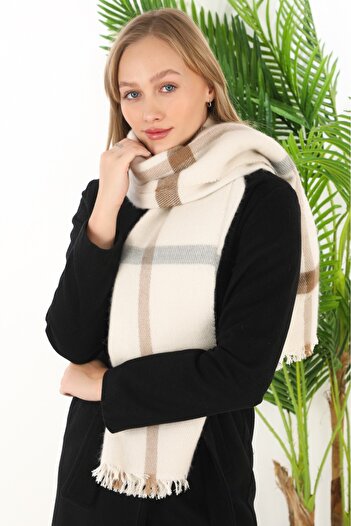 Crystal Palace Women's Beige Plaid Scarf