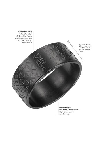 True Rebels Edelstahlring Ring Edelstahl schwarz