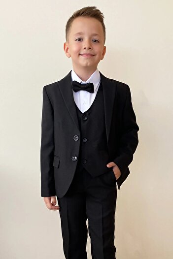 Tiril Tiril Black Bow Tie Suit for Boy - with Jacket and Vest