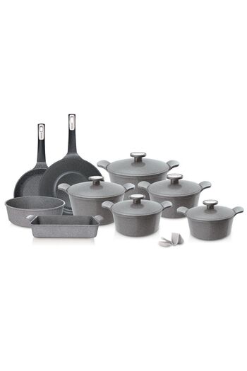 NEOFLAM Exterma Granite Cookware Set, 14 Pieces, Grey. 20cm - 22cm - 24cm - 26cm - 28cm -26cm - 30cm - 28cm
