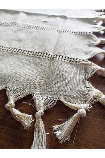 AKIN AKSESUAR HEDİYELİK Buldan Cloth Cream Color Tablecloth Silver Glitter 130*130 cm