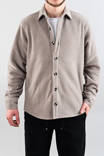 bombe Slim Fit Men's Lumberjack Fleece Shirt Brown Cream