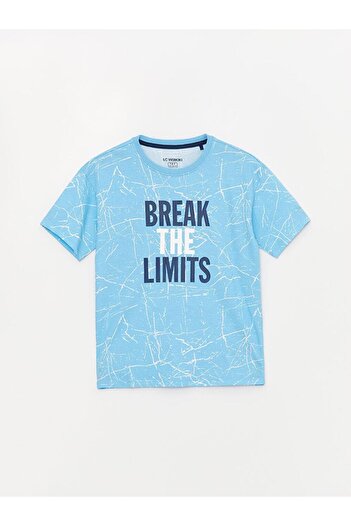 LC Waikiki Kids Blue Crew Neck Printed Short Sleeve Boys' Pajamas Setkids Blue Crew Neck Printed