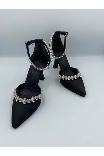 Ömer Ediz Shoes Γυναικεία παπούτσια ALLYS Satin Crystal Stone με τακούνι 9 cm