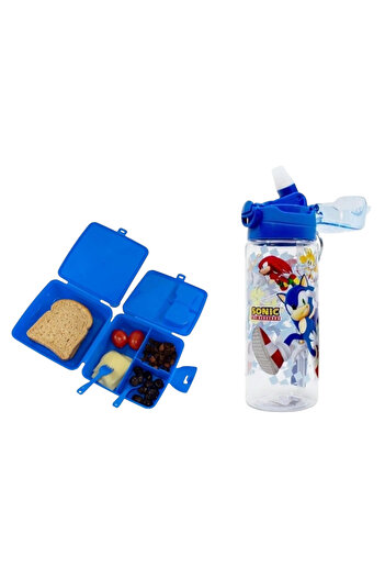 Sonic Licensed 500ml Water Bottle and Four Compartment Nutrition Bowl Set