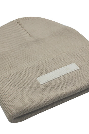 Sofist İstanbul Beige Unisex Beanie Folded Beige Ribbed Knitted Beret