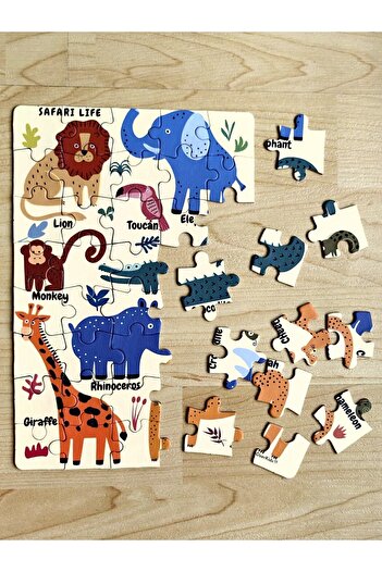 DoerKids Safari Vahşi Hayvanlar Mini Puzzle | 3-7 Yaş - 40 Parça