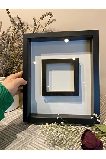 Sevcan sanat atölyesi 25x30x3 photo compartment memory frame flower rose box frame with glass