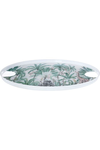 Alsaif Gallery Plastic Serving Tray, Saif Gallery, 36 x 2 cm, Round, Green Vase, Handle - White