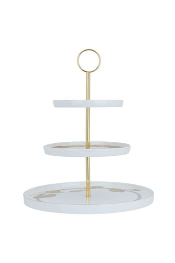 Alsaif Gallery Saif Gallery Porcelain Cake Stand, Round, 3 Tiers - White