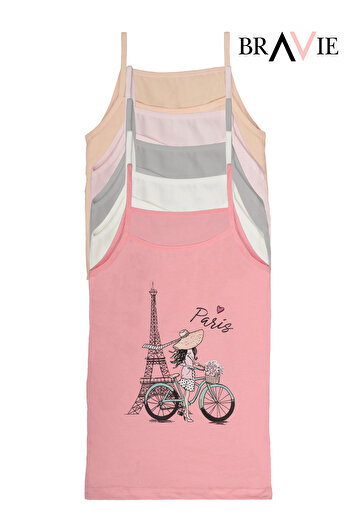 Bravie Children's Colorful Girls' Singlet with Rope Strap Bicycle, 5 Pack