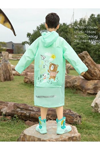 MUBX Children's Raincoat Waterproof Bag Protected Children's Raincoat Hooded Windbreaker