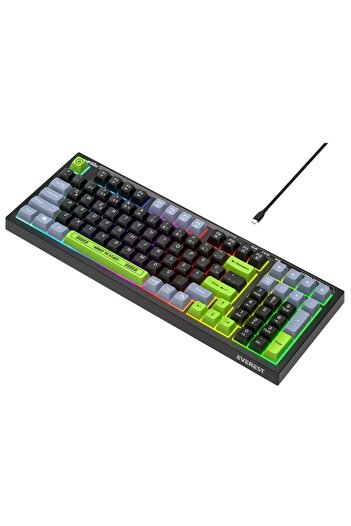 Everest Kb-98 Sılent Siyah/gri/yeşil Sessiz Rainbow Q Membrane Oyuncu Klavyesi