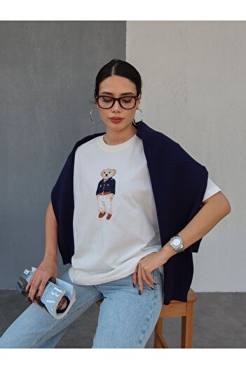 ESRAHELVACI Teddy Bear Embroidered T-Shirt