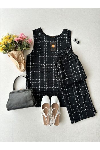 KÜÇÜĞÜM BUTİK Tweed Trousers-Vest Set (Pant-Vest)