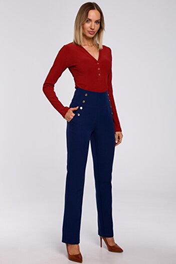 Made of Emotion High-waisted trousers with decorative snap buttons