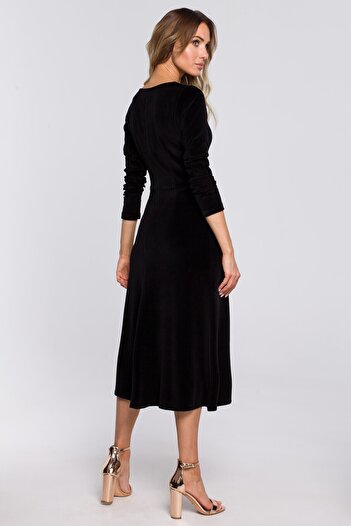 Made of Emotion Velour midi dress with 3/4 sleeves