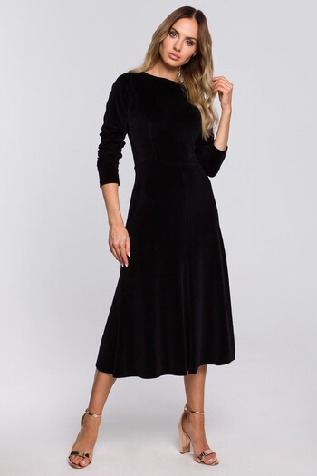 Made of Emotion Velour midi dress with 3/4 sleeves