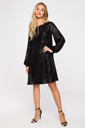 Made of Emotion Sequin dress with puffed sleeves