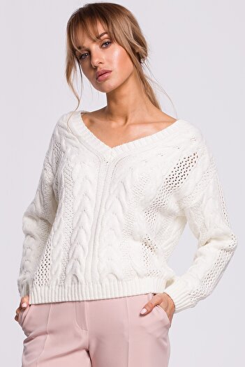 Made of Emotion Openwork sweater with a V-neck