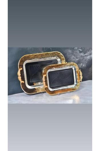 Bayev Lance 0013 Model Set of 2 Silver and Gold Tray