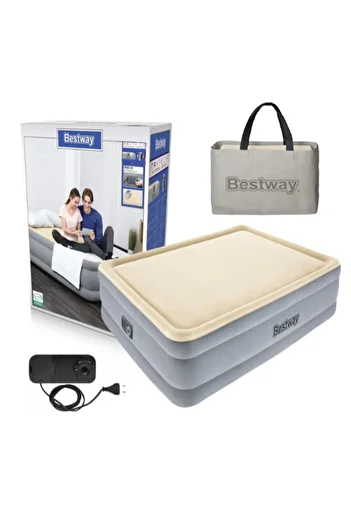 BESTWAY 2.03M X 1.52M X 46Cm Tritech Airbed Queen Built-In Ac Pump 26-67486