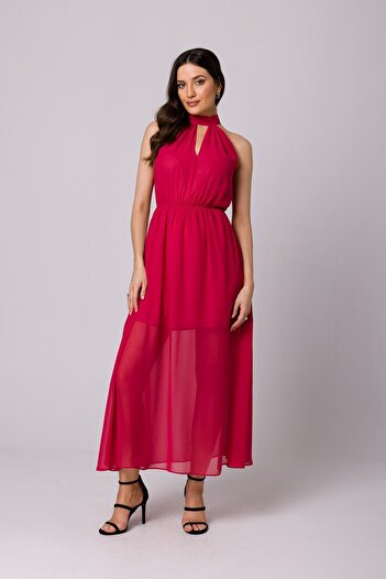 Makover Chiffon dress with a tie around the neck