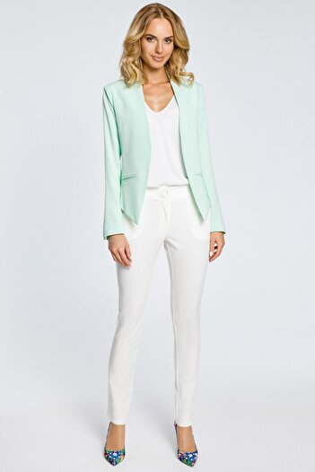 Made of Emotion Long sleeve collarless asymmetric open front jacket