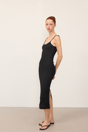 Addax Textured Midi Dress - Adjustable Rope Strap E15909-U2