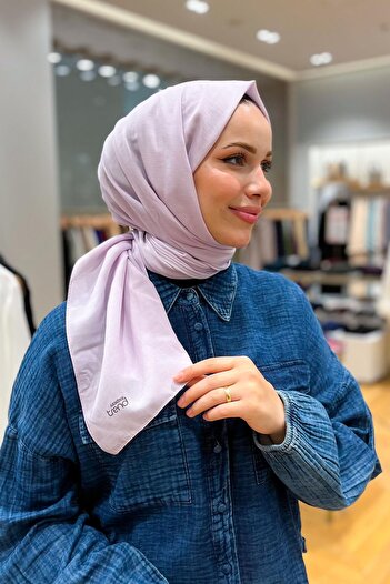 Armine Lilac Cotton Solid Color Seher Shawl - 24016