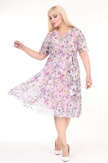 modayız Plus Size Patterned Double Breasted Collar Summer Dress - Short Sleeve 21d-2573