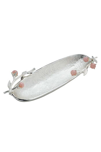 Alsaif Gallery Saif Gallery Steel Serving Platter, 40 x 13 x 4 cm - Silver