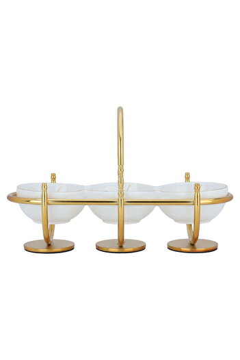 Alsaif Gallery Saif Gallery Porcelain Serving Platter, 31 x 12 x 20 cm - White and Gold