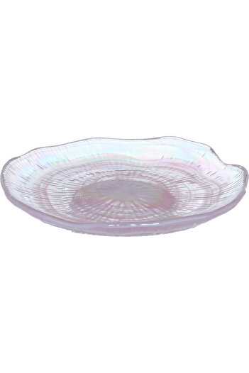 Alsaif Gallery Saif Gallery Glass Dessert Plate, 16 x 16 x 2 cm, Round - Multicolor
