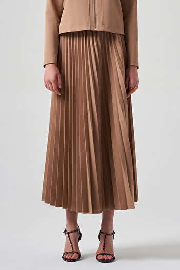 Nuss Camel Pleated Skirt - 8037 Model