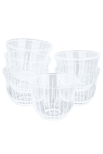 Alsaif Gallery 18-piece transparent striped crystal tea and coffee set