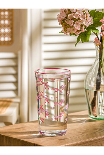 LC Waikiki 500 ml Glass Water Cup - Bow Printed, Stylish Design