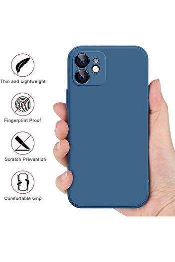 Fibaks Apple iPhone 12 Kılıf Kadife Lansman Soft Yumuşak Liquid Silikon Kamera Korumalı Kapak