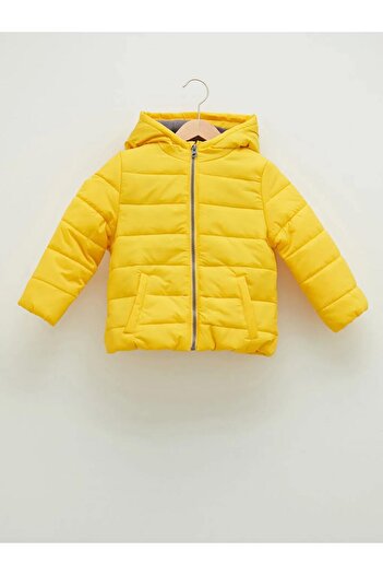LC Waikiki LCW baby Sarı Kapüşonlu Uzun Kollu Basic Erkek Bebek Fermuarlı Mont