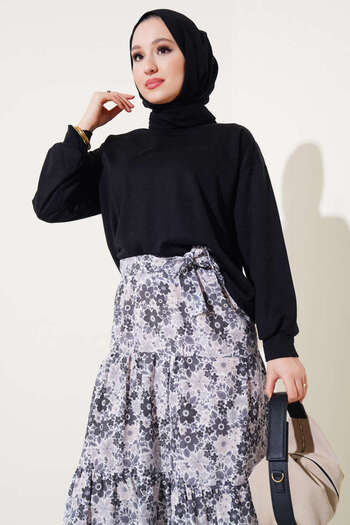 VOLT CLOTHİNG Women's Floral Patterned Skirted Double Set