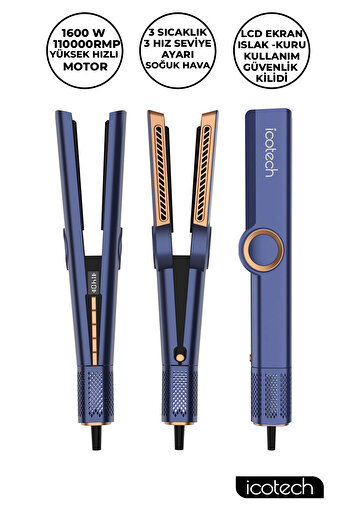 icotech Hs50 Pro Mavi Airflow Saç Düzleştirici , Saç Şekillendirici , Saç Maşası
