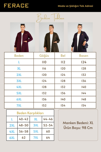 Ferace Large Size Women's Organ Cardigan - Celik Ottoman Brown
