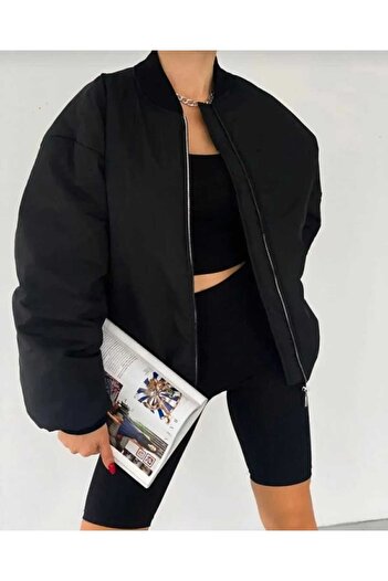 Gameyal Unisex Black Oversize Bomber Jacket College Jacket
