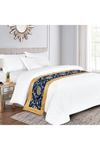 Generic Hotel Stripe Comforter Set Twin Size 160X210 CM, 100% Cotton With Bed Scarf Size 50 X180cm