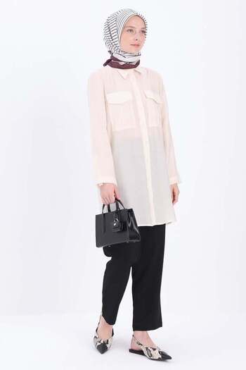 ALLDAY Off-White-Double Pocket Shirt Tunic